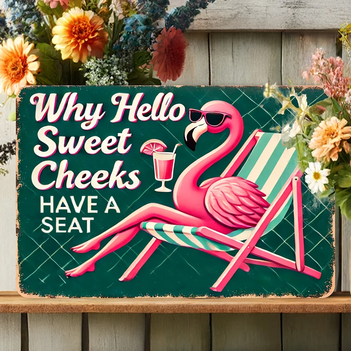 Flamingo Vintage Metal Wall Decor Sign 