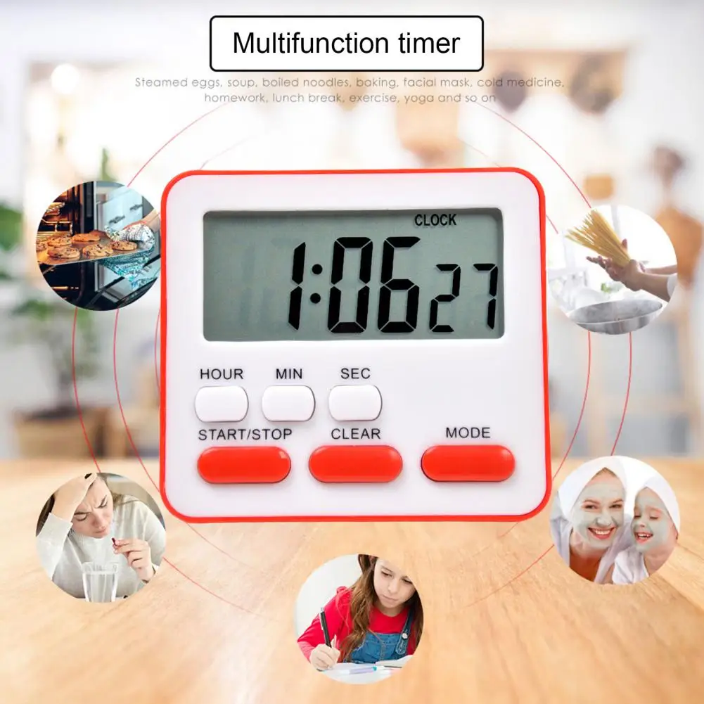 Cooking Timer Dormitory Timer Multifunctional Digital Kitchen Timer with Magnetic for Fridge Oven Display Time Count-up Clock