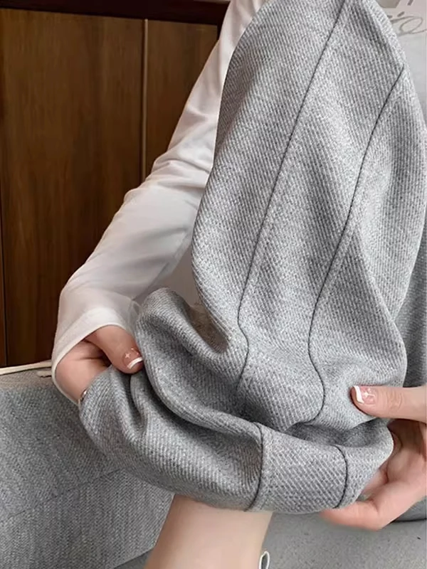 파이온 하이웨이스트 드레이프드 루즈 스트레이트 캐주얼 스웨트팬츠 가을 신상 여성 디자인 2025 봄 출퇴근 슬레