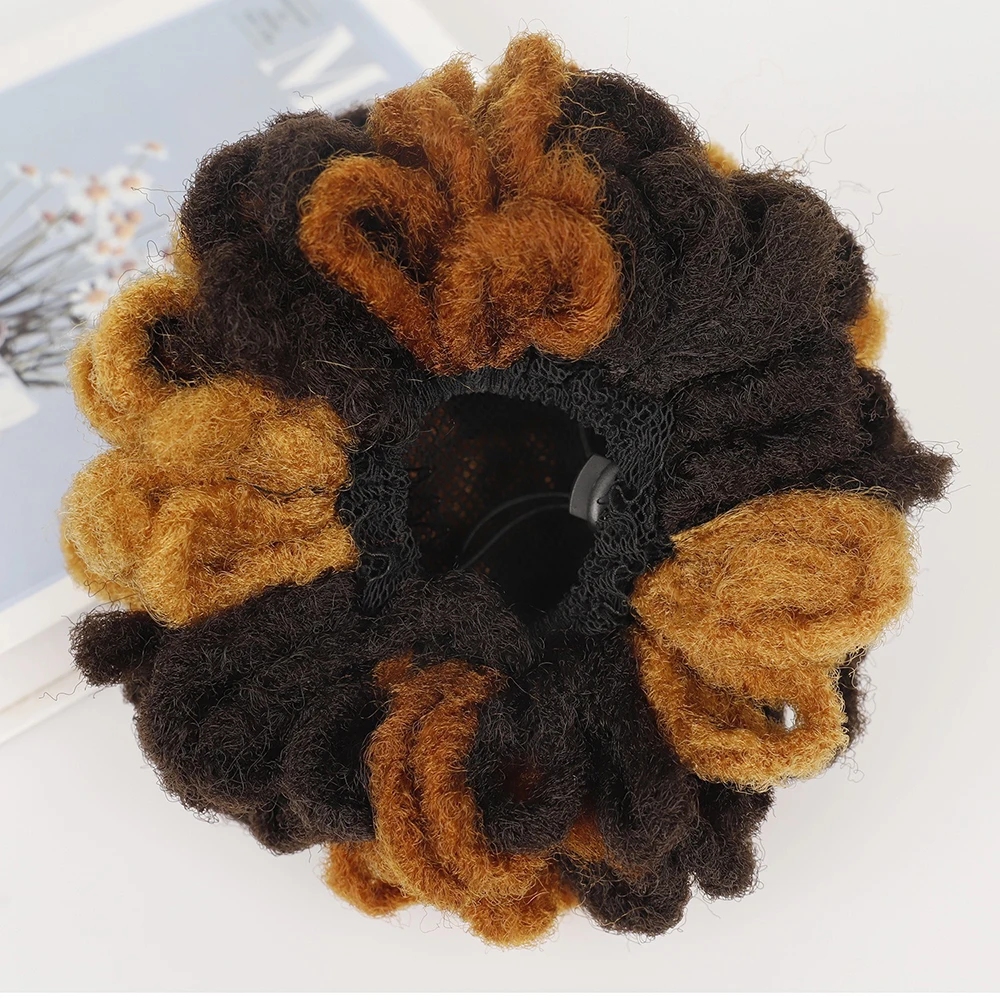 Hairpiece włosy afro puff kręcone dredy chignon bun dla czarnych kobiet updo włosy sznurkiem kucyk rozszerzenia