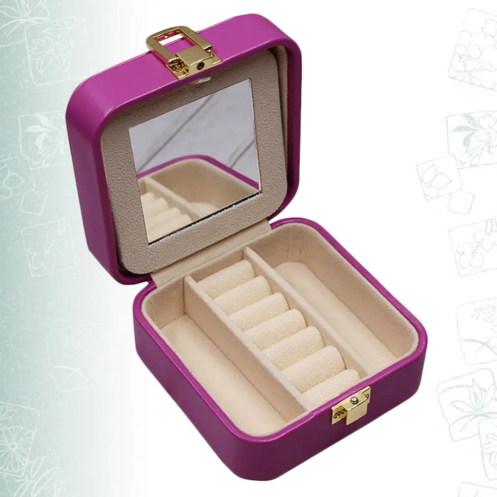

Portable Jewelry Box Lightweight Travel Bag Mini Organizer Case Buckle Closure Dual Layer Storage Ring Bracelet Necklace
