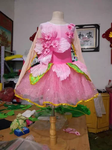 Imagen 2 del producto Disfraces de actuación de baile de flores rosas para niños, baile moderno con lentejuelas, vestido de baile de salón, fiesta de princesa para niñas