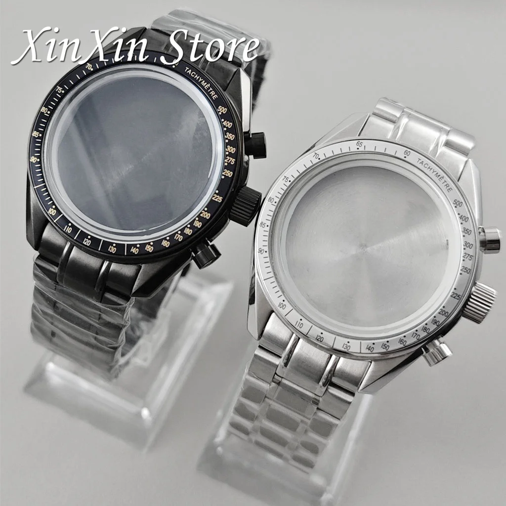 39.7MM VK63 Chronograph Watch Case Moon Back Cover Case Accessories Watch Parts Fit VK63 VK64 Quartz Movement for 32.5mm Dial