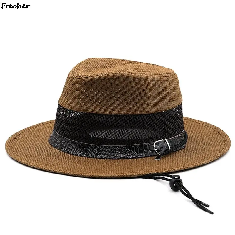 Summer Sunshade Fedora Hats Men Western Cowboy Hat Straw Beach Panama Wedding Party Caps Unisex Outdoor Fishing Chapeau New