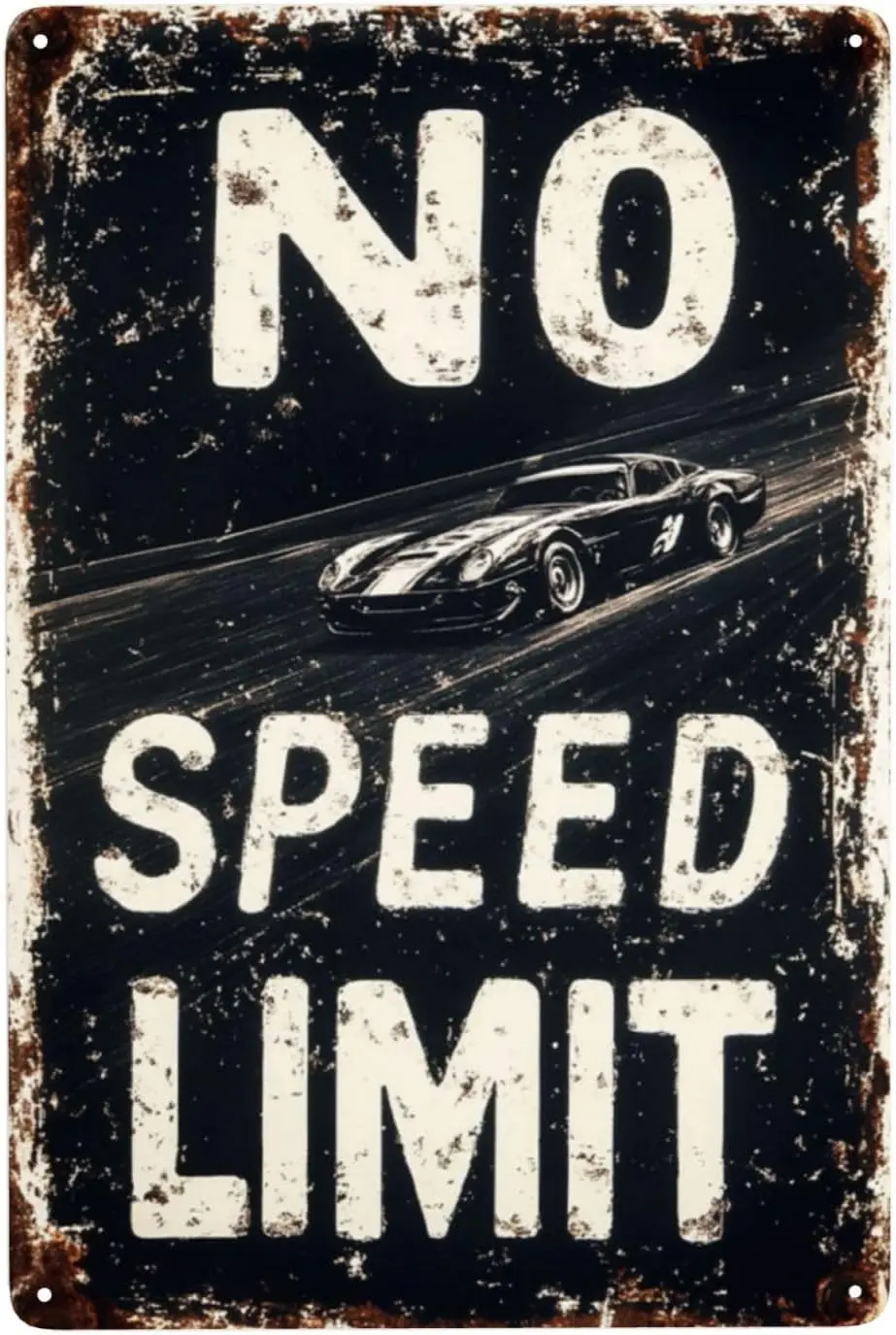 No Speed Limit Vintage Metal Tin Sign Classic Car Wall Art for Garage Man Cave Bar Retro Decor es