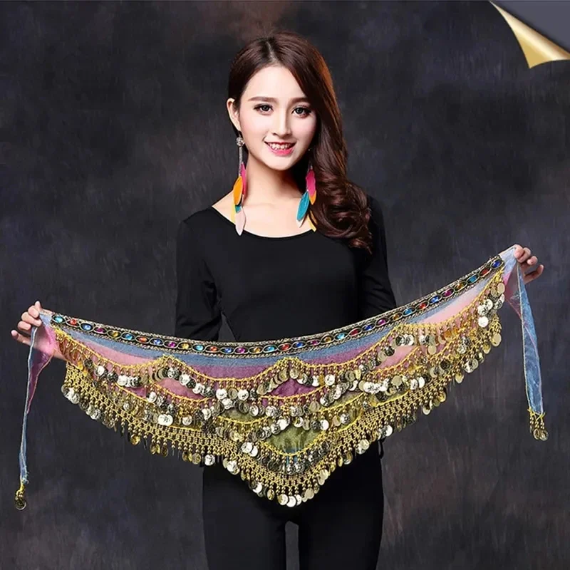 Coin Belly Dance Clothing Accessories Dancing Coin Belt Oriental Indian Belly Dance Coin Belt Bell Dance Hip Scarf Golden