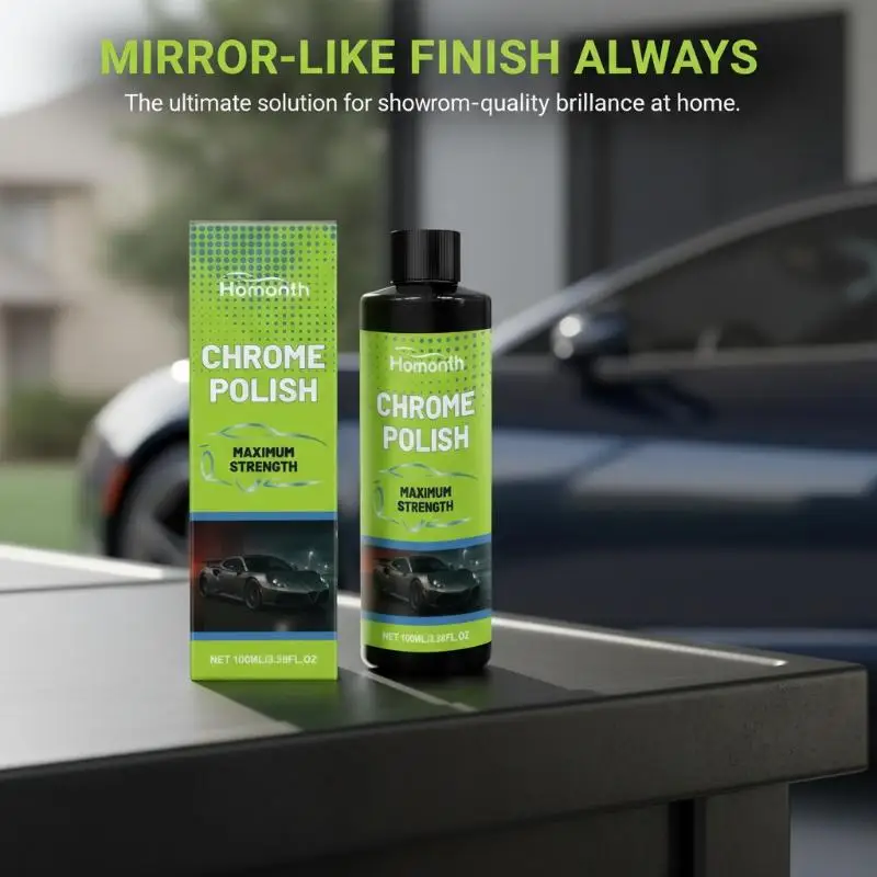 Car Chrome Aluminum Metal Polish Remove Oxidation Restore Brilliance All in One Protectant for Vehicle Exterior Care