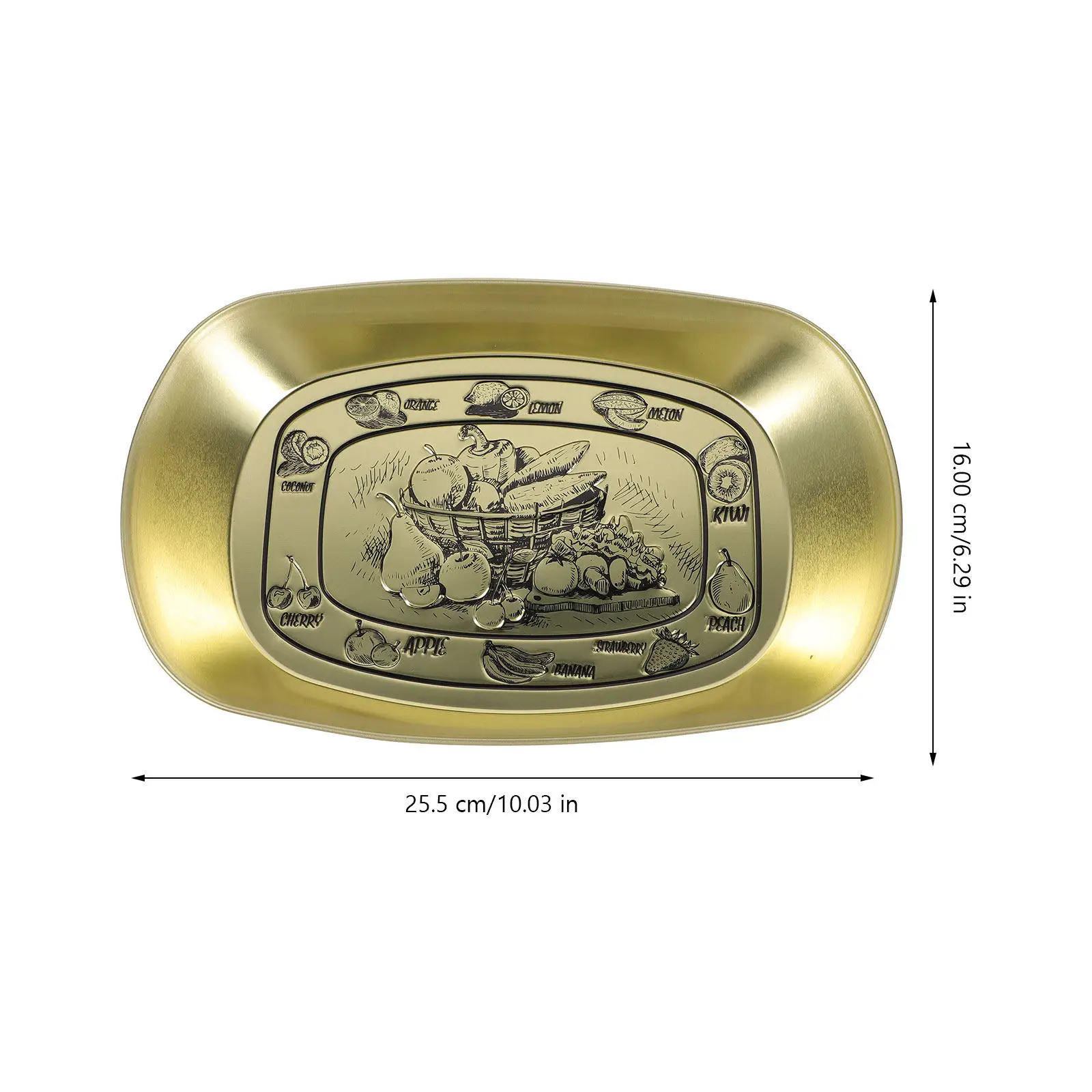 Premium Thick Tinplate Dessert Serving Tray Decorative Fruit Plate for Coffee Table Desktop Vanity Dresser Breakfast Snack