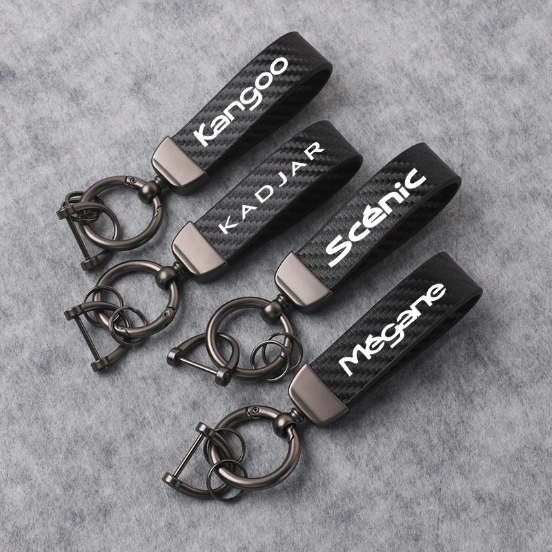 Carbon fiber Keychain Logo Custom Key Ring For Renault Clio Captur Duster Kangoo Espace Kadjar Megane Sandero Scenic Accesorios