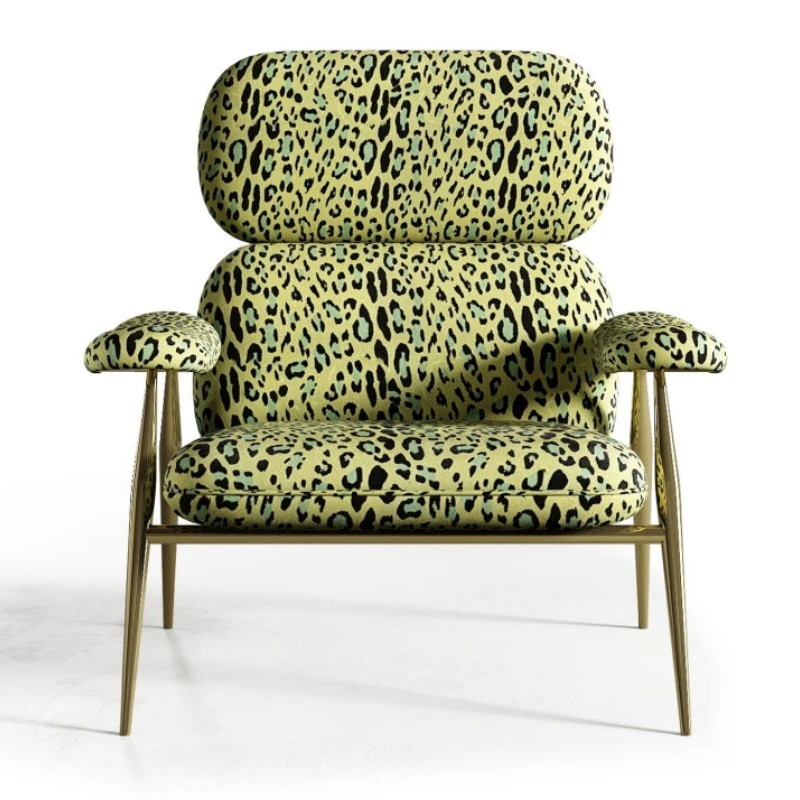 

Italian light luxury metal backrest dining chair living room balcony high-end armrest leisure small apartment