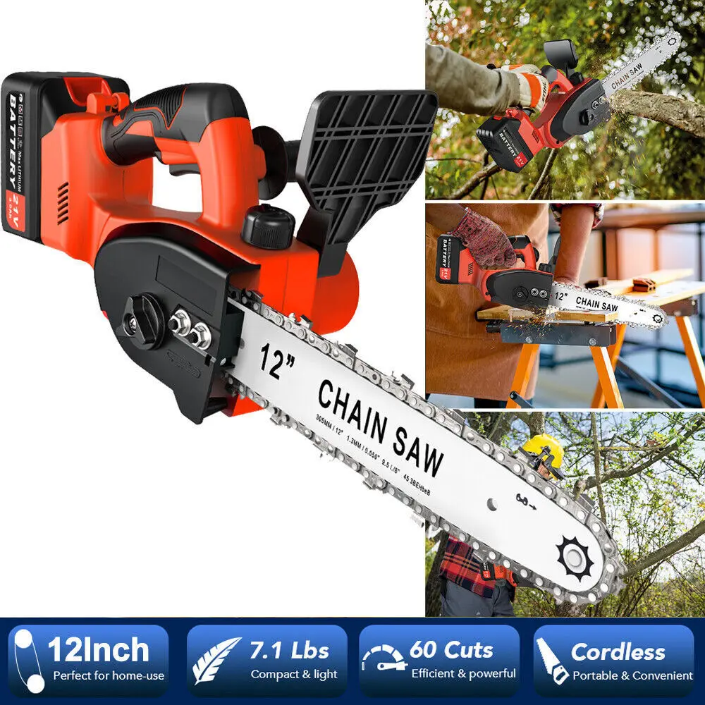 12 Inch Electric Chainsaw Cordless Brushless Wood Cutter 21V Rechargeable Chain saws Kit For Makita Work For Orchard Branch Clip