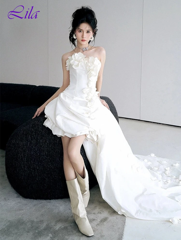 

Customized A-Line Strapless Elegant Classic Evening Dress Fashion Modern Celebrity Gowns High Quality Delicate Party Dress