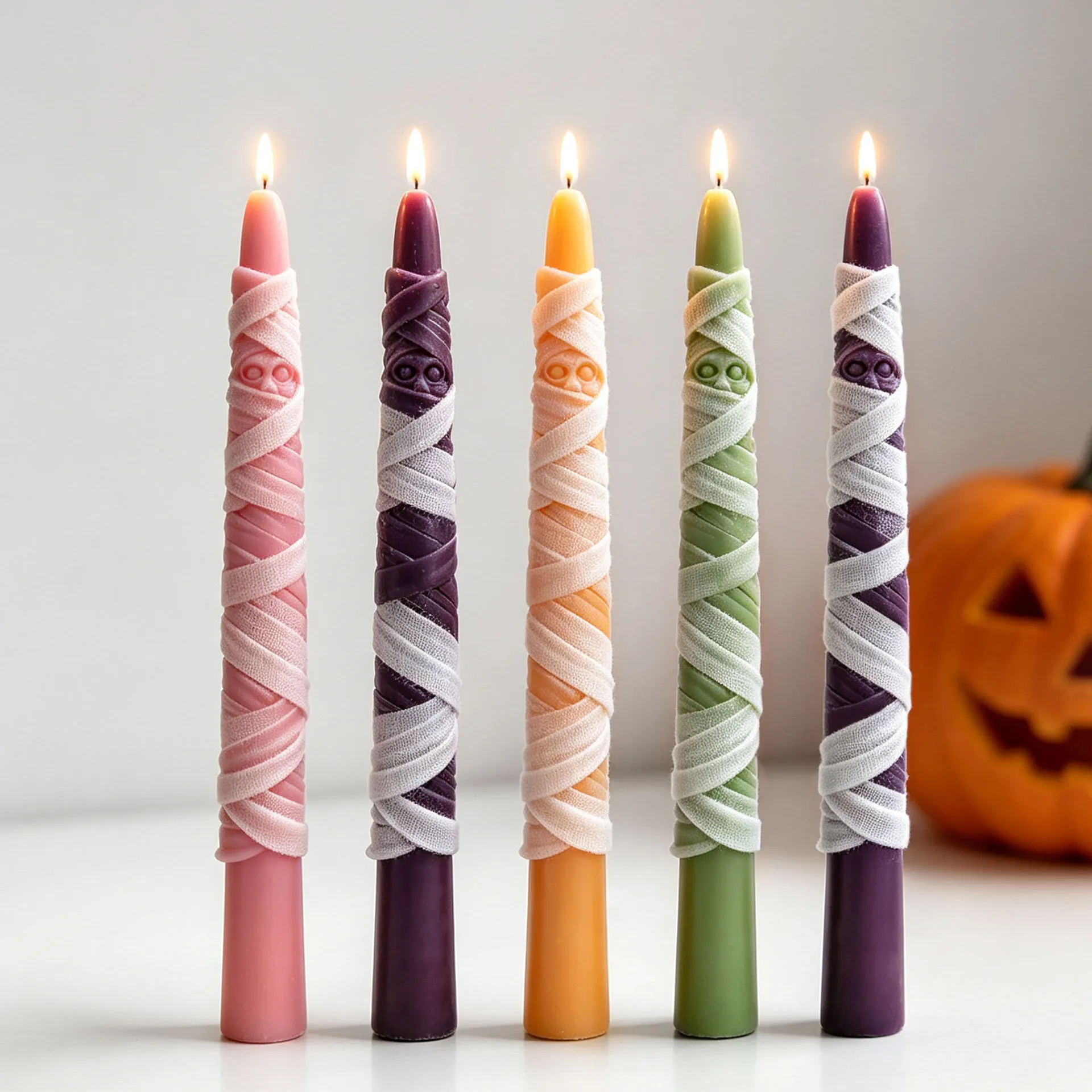 

Halloween Long Rod Candle Mummy Design Silicone Mold Creative Bandage Long Pole Candle DIY Aroma Candle Making Supplies