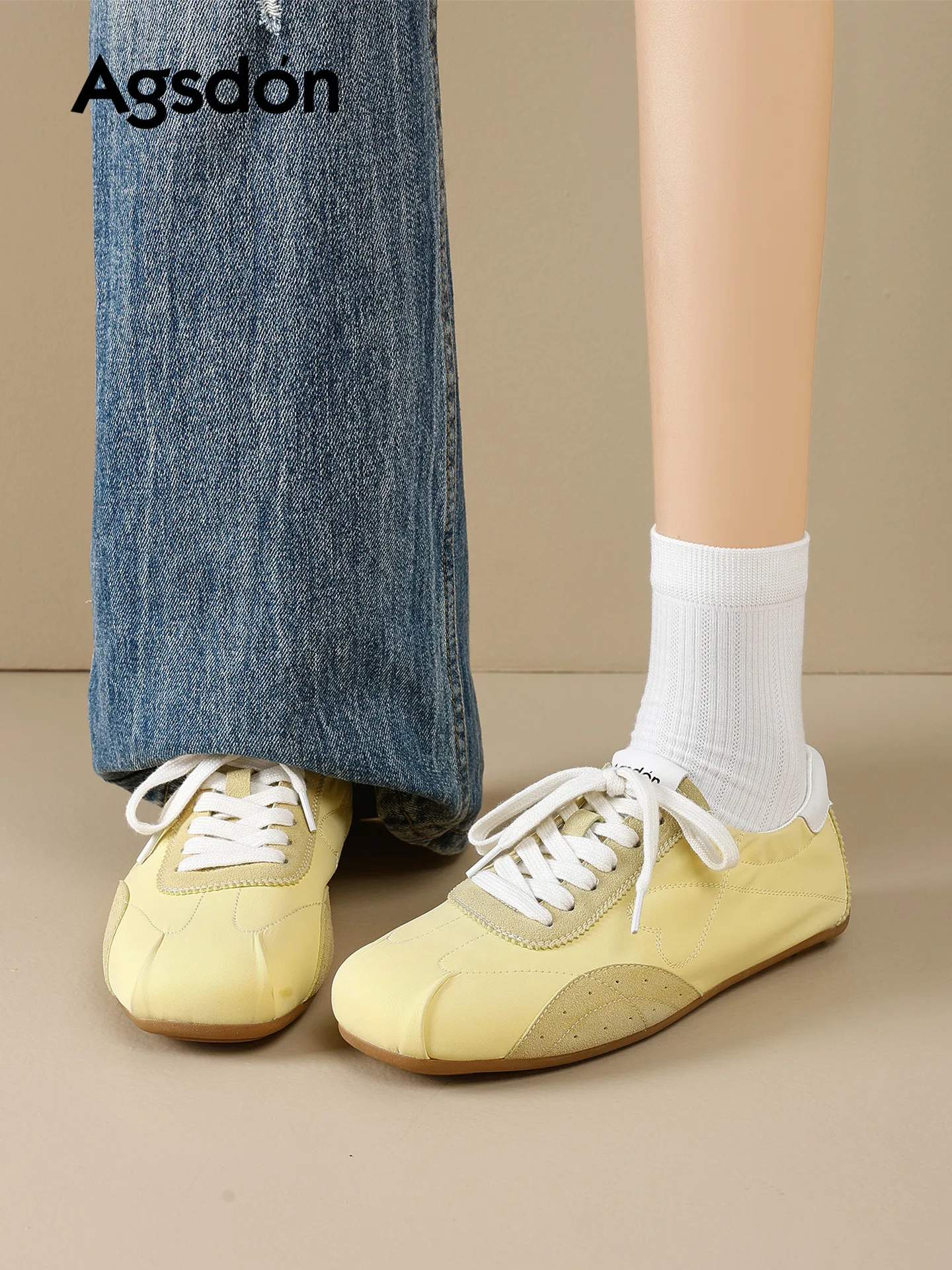 

Yellow Ballet De Xin Women's New Summer Breathable Super Popular Sport Shoes Slip-On Low Top round Toe Thick Bottom Rubber Sole