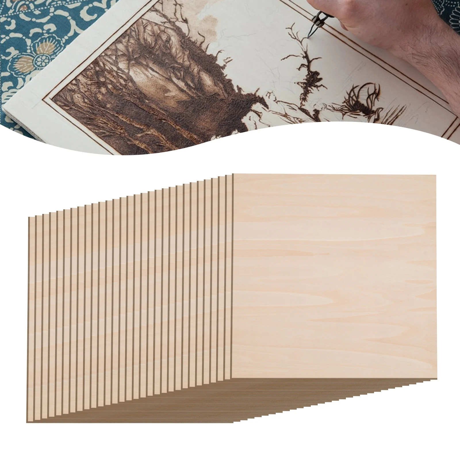 30 Piezas de Láminas de Madera de Tilo Rectangulares de 40*40cm, Tablas de Madera en Blanco para Proyectos de Bricolaje, Barnizado y Grabado