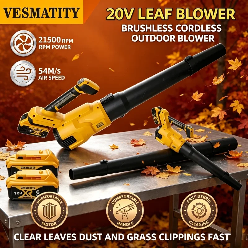 Electric VESMATITY Cordless 3-Gears High-Speed Powerful Air Blower Leaf Snow Duster Tools for 18V-20V Battery Professional Elite