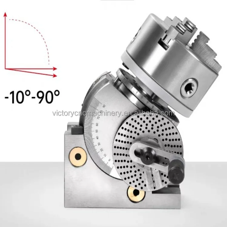 Image 4: Axe Semi-rotatif de précision pour fraiseuse CNC, tête de division à 3 mâchoires de 8 pouces avec queue, mandrin de tour à 3 mâchoires