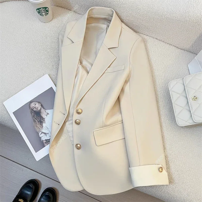 Retro Style New Women's One-piece Suit Jacket Elegant Casual Fashionable Jacket Spring and Autumn Solid Color Women's Clothing