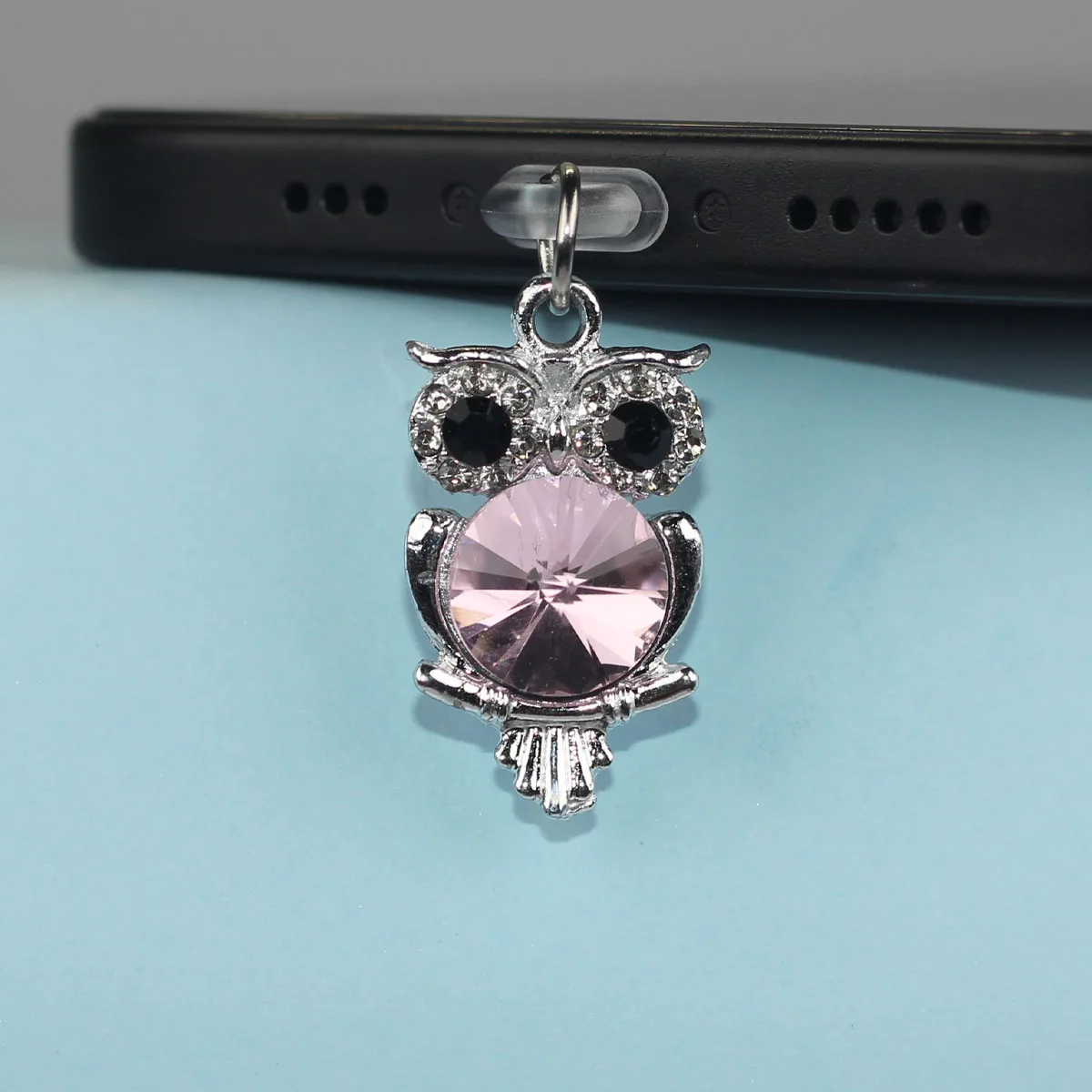水ダイヤモンドクリスタルストーンかわいい美しいフクロウ猫アンカー電話ダストプラグ装飾品アクセサリー Iphone タイプ c ポート