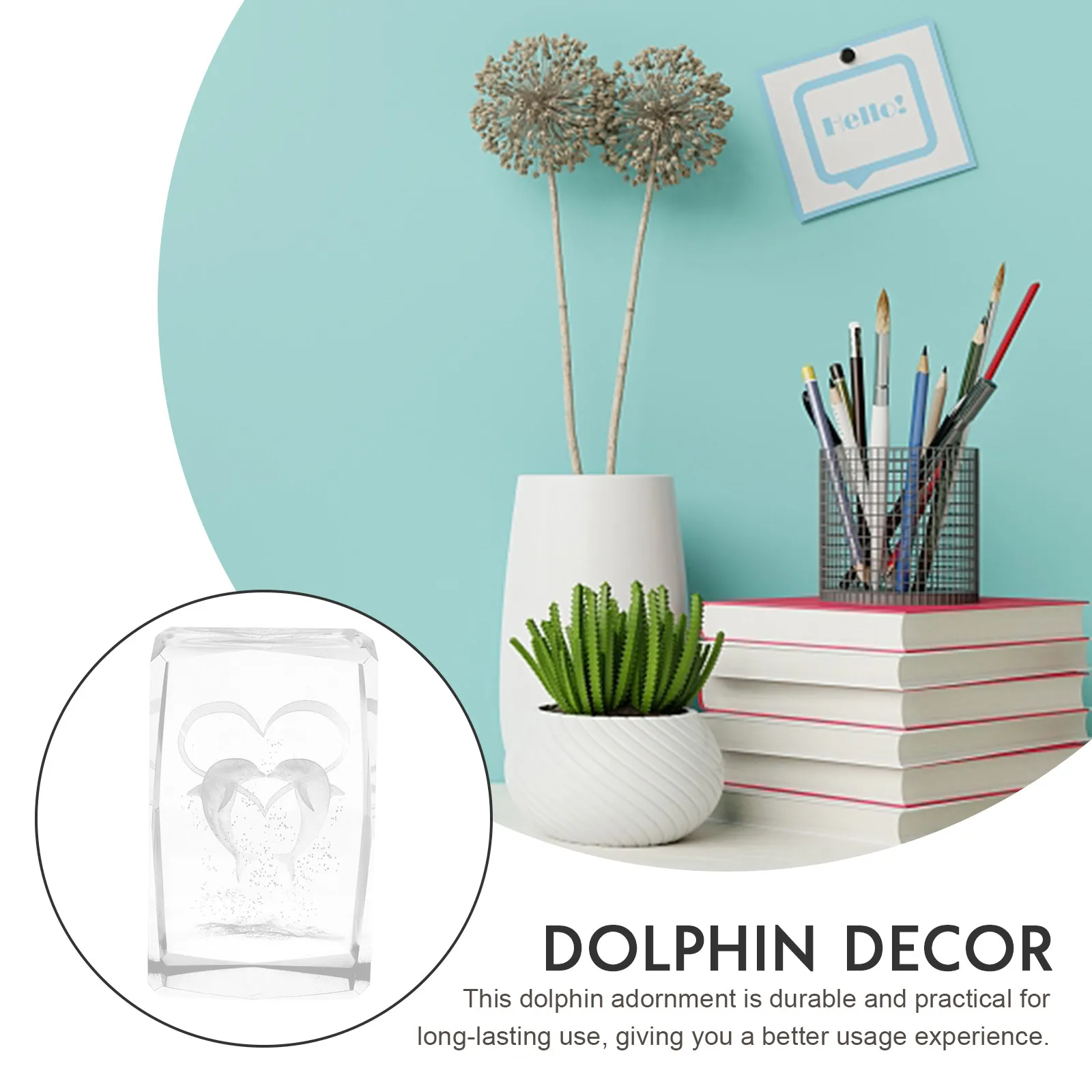 Glass Dolphin Sculpture – Artistic Desktop Decor, Office or Home Ornament, Creative Housewarming Gift