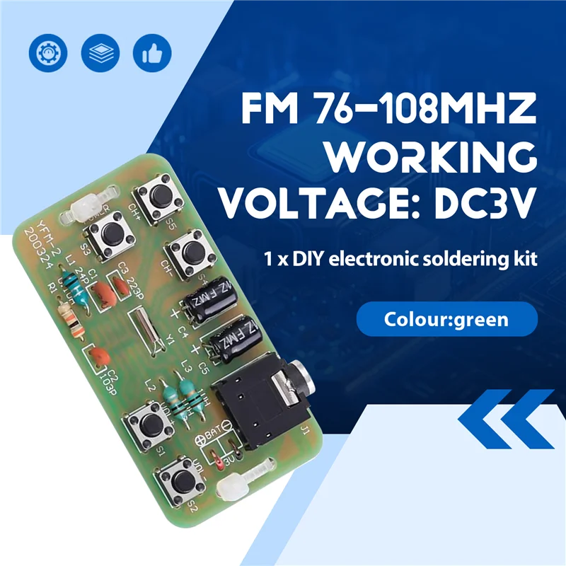 

Изысканный-76 МГц-108 МГц стерео FM-радио модуль приемника FM DIY электронный комплект для пайки схема печатной платы проект практики припоя