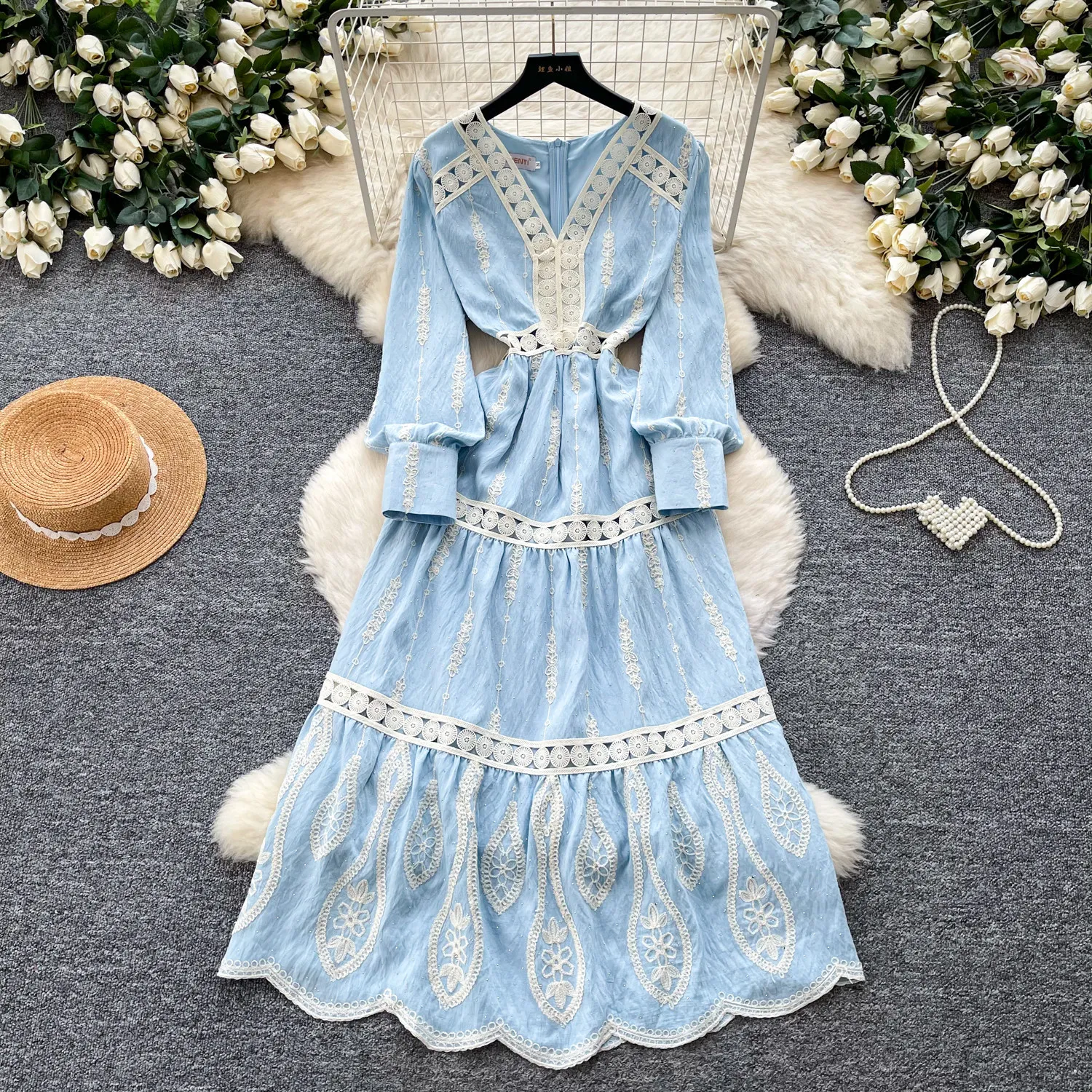 

Long Dress Women Dresses A Line Vestidos Y2k Streetwear V Neck Full Sleeve High Waist Elegant Party Night Slim Fit 2026 Spring