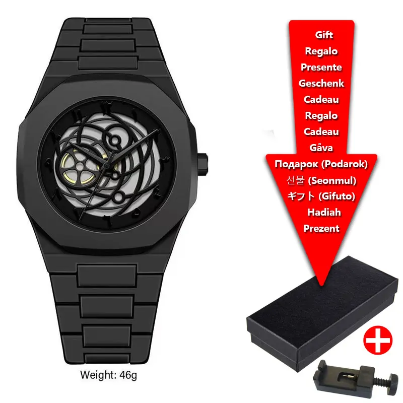 Creative Graffiti Round Black Plastic Round Quartz Men's Watch Waterproof Leisure Sports Clock Brand Customization