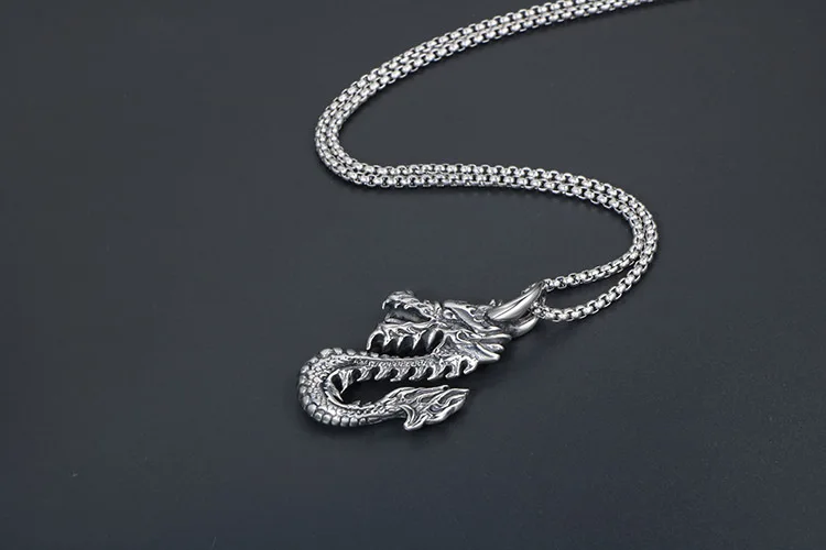 Retro Ethnic Style Zodiac Dragon Animal Pendant Necklace Men's Punk Trend Lucky Wealth Jewelry