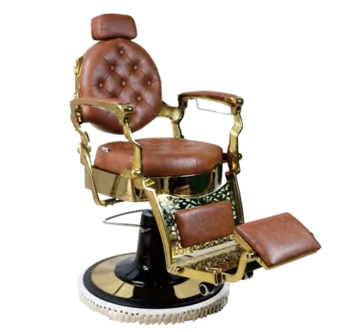 @#A 2026 Professional Retro Hairdressing Salon Furniture Durable Barber Shop Brown White Gold Green Gray Washing Barber Chair.