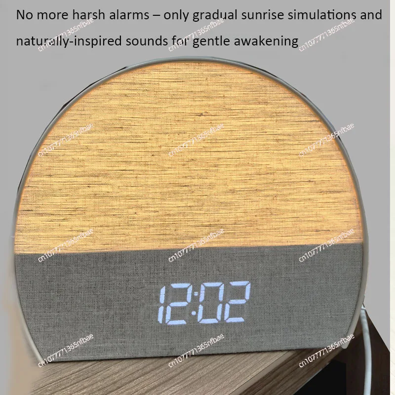 2025 New Fabric Wake-up Light Alarm Clock - Bedside Sleep Aid Light with Bluetooth Speaker, Clock, Radio, Countdown