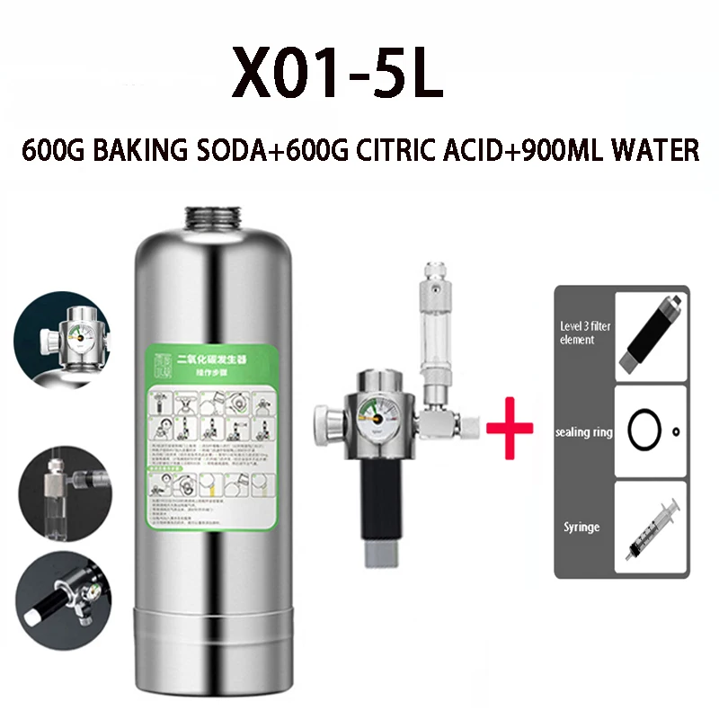 ZRDR 5L Aquarium CO2 Generator CO2 Zylinder Generator System mit Magnetventil Blase Diffusor Aqua Pflanze Aquarium CO2 Generator 4