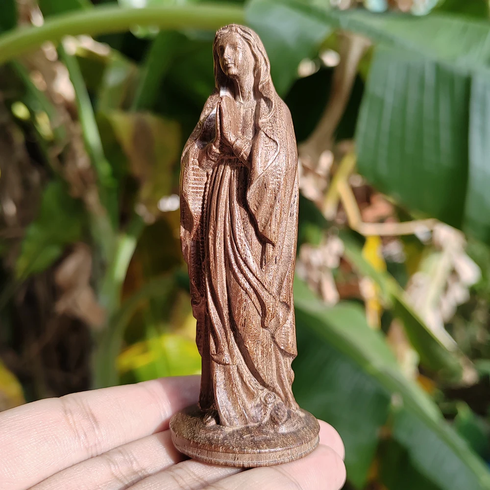 Hand-Carved Wooden Virgin Mary Ornament, Classic Style, Suitable for Party Decorations, Housewarming Gifts, Desktop Decorations, Bedroom, Creative Desktop Ornaments, Birthday Gifts, Study Room