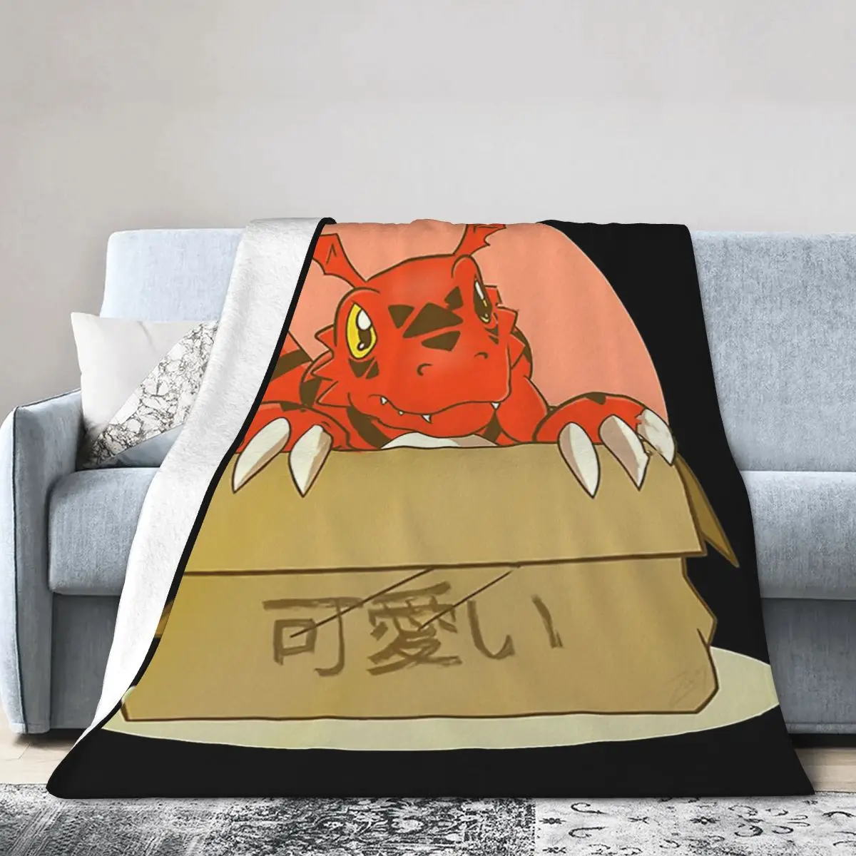 

Guilmon In The Box Digimon Classic Blankets Soft Warm Flannel Throw Blanket Plush for Bed Living room Picnic Travel Home Couch