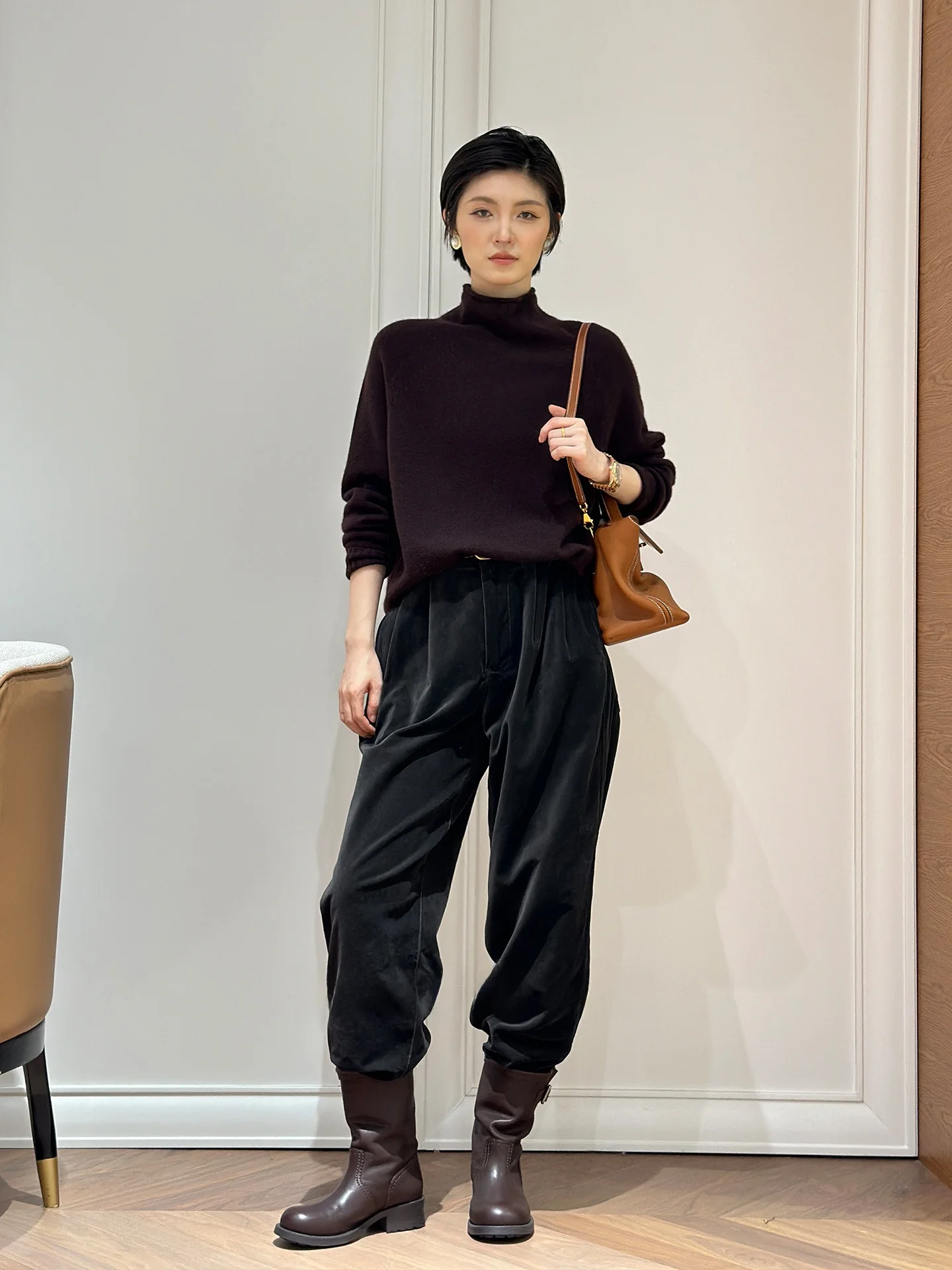 

Ультратонкий вязаный базовый топ с карманом на груди от Dagu Store, осенне-зимний, теплый, с высоким воротником, длинными рукавами, цветной