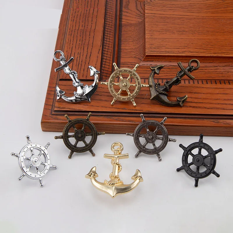 Vintage Anchor Handle American Hardware Wardrobe Cabinet Drawer Single-Hole Handle Creative Antique Imitation Ship's Rudder Stee