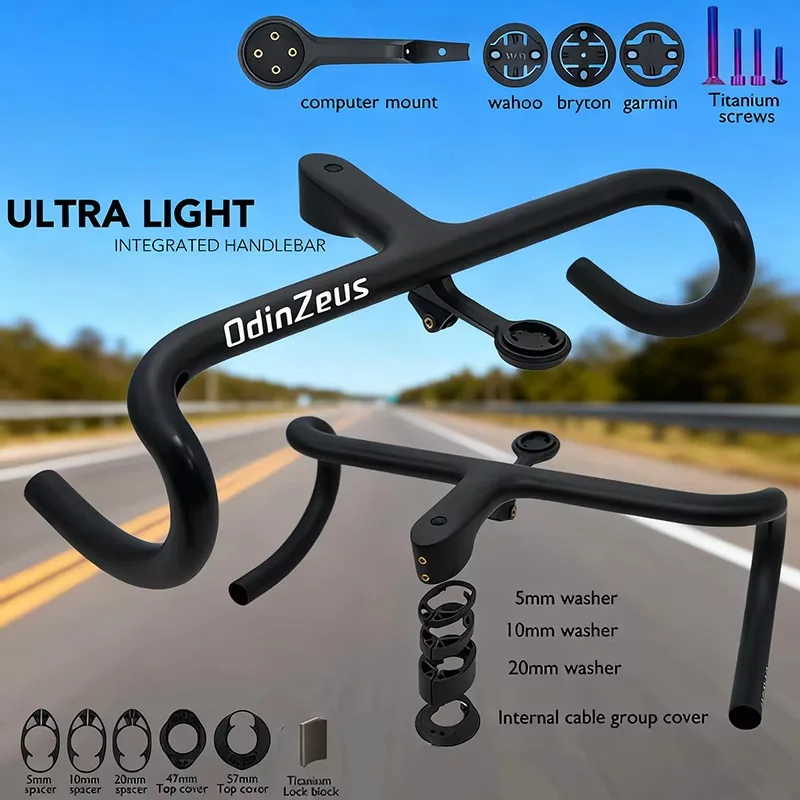 

Integrated Carbon Fiber Ultra Light Road Bike Handlebars Clamp Diameter 28.6mm Width360/380/400/420/440mm