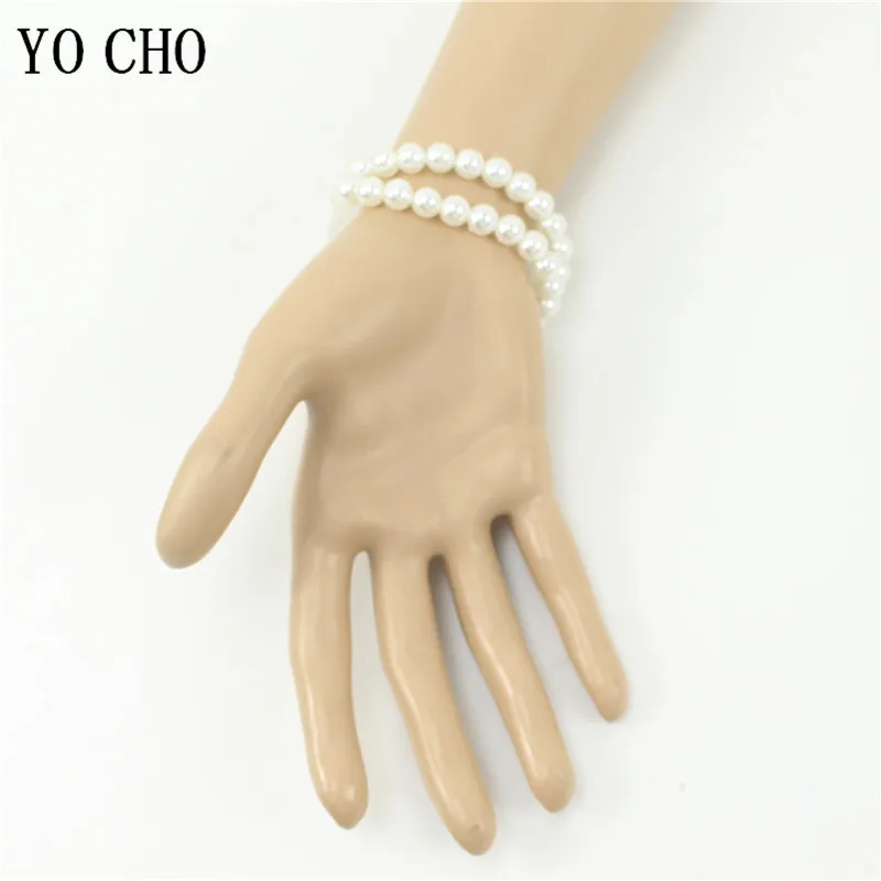 YO CHO  Elastic Pearl Wrist Bands  Corsage Accessories  Wedding Wrist  DIY Artificial Flowers Decor  Beach Party  10 Pcs/Lot