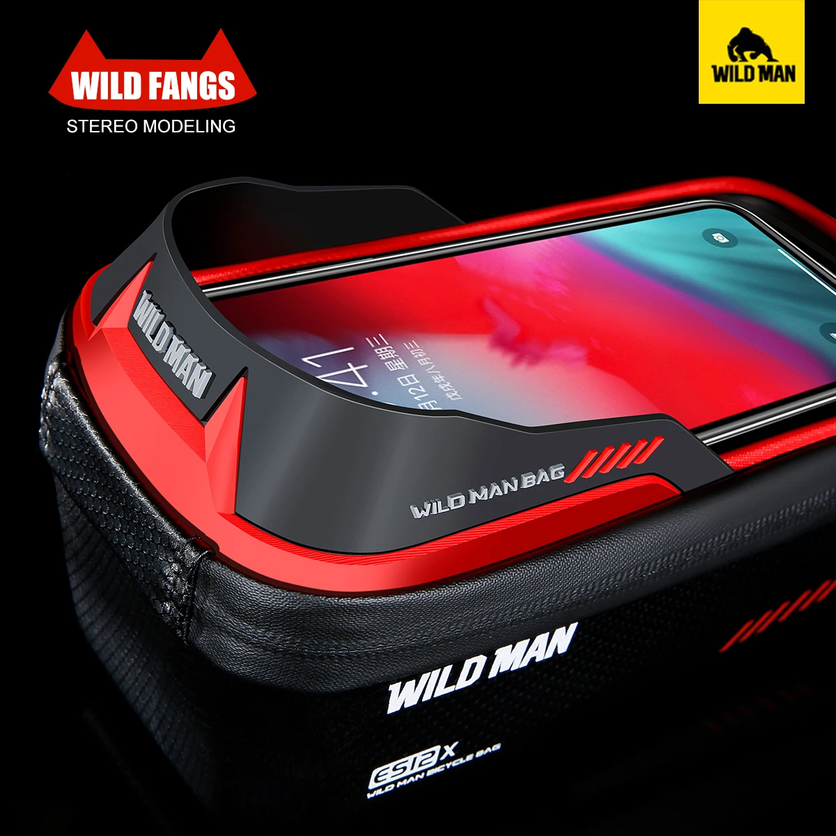 WILD MAN ES12X Bicycle Bag EVA Hard Shell Waterproof Touch Screen Front Beam Bag Road Mountain Bike Removable Anti-vibration Bag