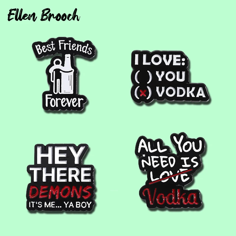 Alll Your Need Is Love Enamel Pins Best Friends Forever Drinking Alcohol Brooch Lapel Badges Jewelry Gift Decorations