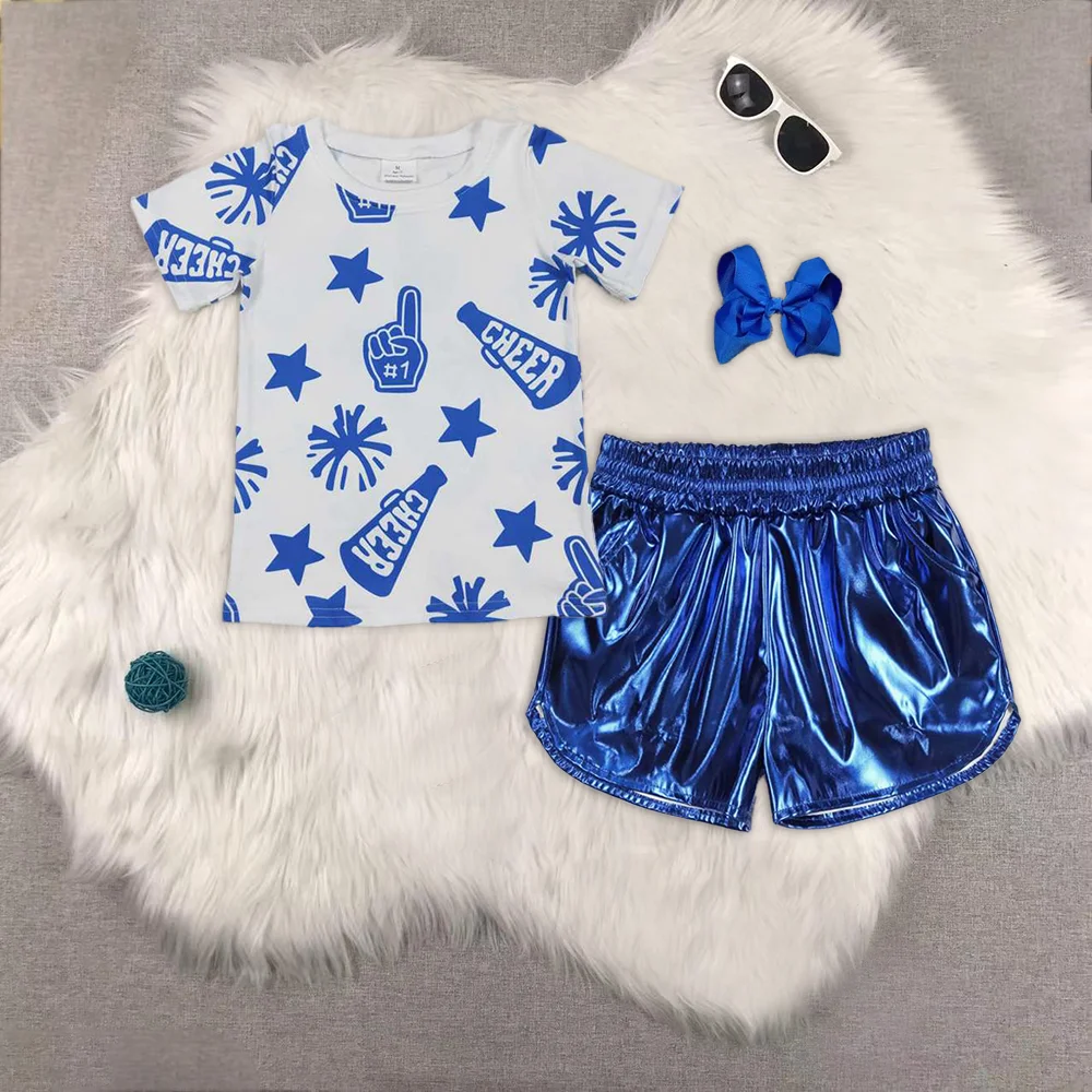 

Baby Girls Cheer Blue Team Pullovers Tee Shirts Tops
