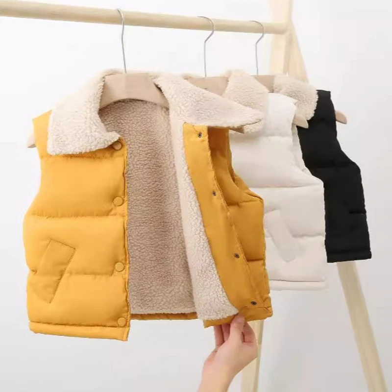 Imitation Cashmere Kids Warm Vest Winter Girls Boys Waistcoat Thicken Outerwear Autumn Children Teens New Cotton Jacket 2-10 Y
