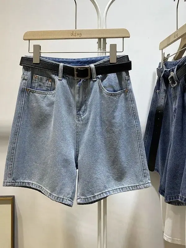 

2026 New Fashion Retro High Waist Denim Shorts Women Loose Slim Wide Leg Five Shorts Summer Thin Model Chinese Production