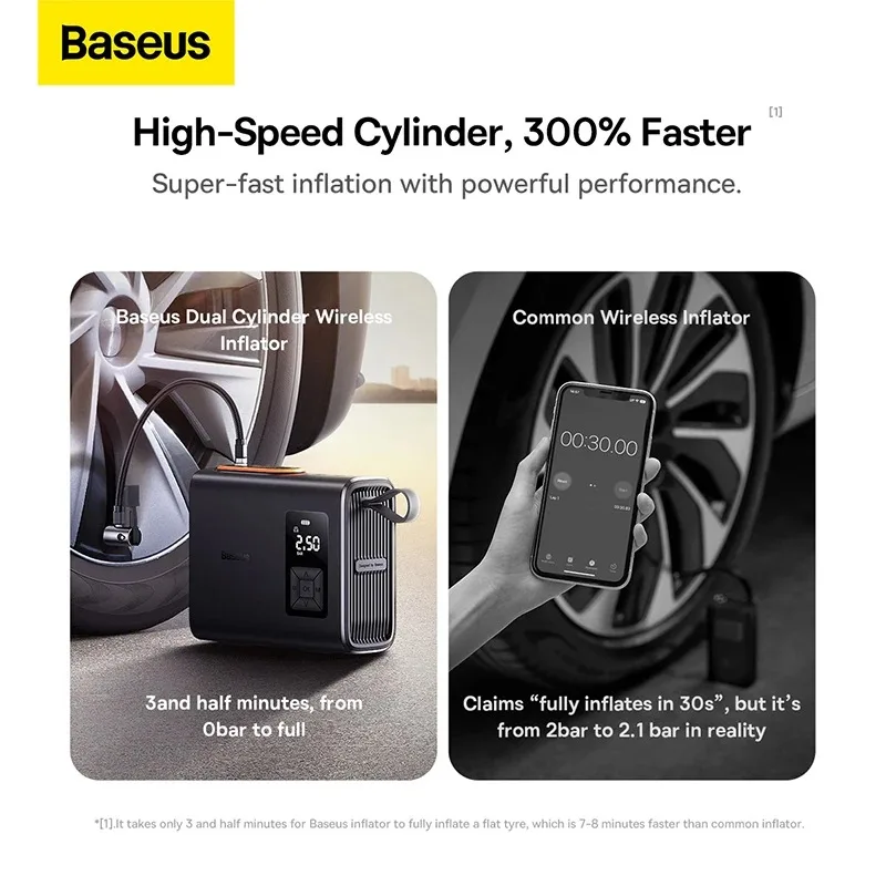 Baseus Wireless Air Compressor Inflatable Pump Dual Cylinder Electric Tire Inflator For Car Motorcycle Bicycle Tyre Air Pump