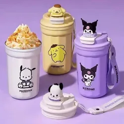 480ML Sanrio Peripheral Product Cinnamoroll Thermos Cup Kuromi Melody Pochacco Stainless Steel Student Water Coffee Cup Kid Gift