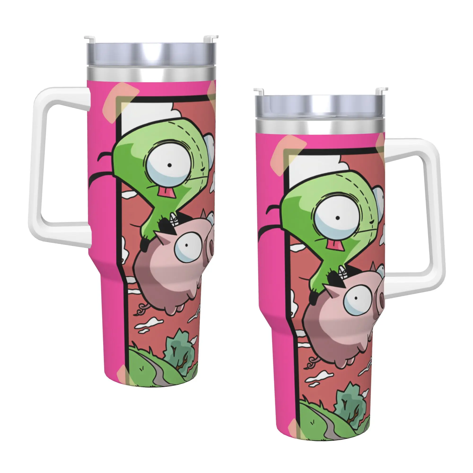Stainless Steel Tumbler Gir Car Mugs With Straws Invaders Zims Driving Cold Drink Water Bottle Leakproof Large Thermal Cups