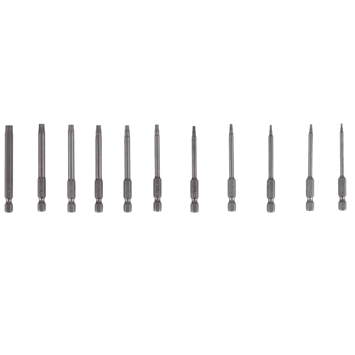 11Pcs 75Mm Magnetic S2 Steel Screwdriver Bits Hex Torx T6/T7/T8/T9/T10/T15/T20/T25/T27/T30/T40