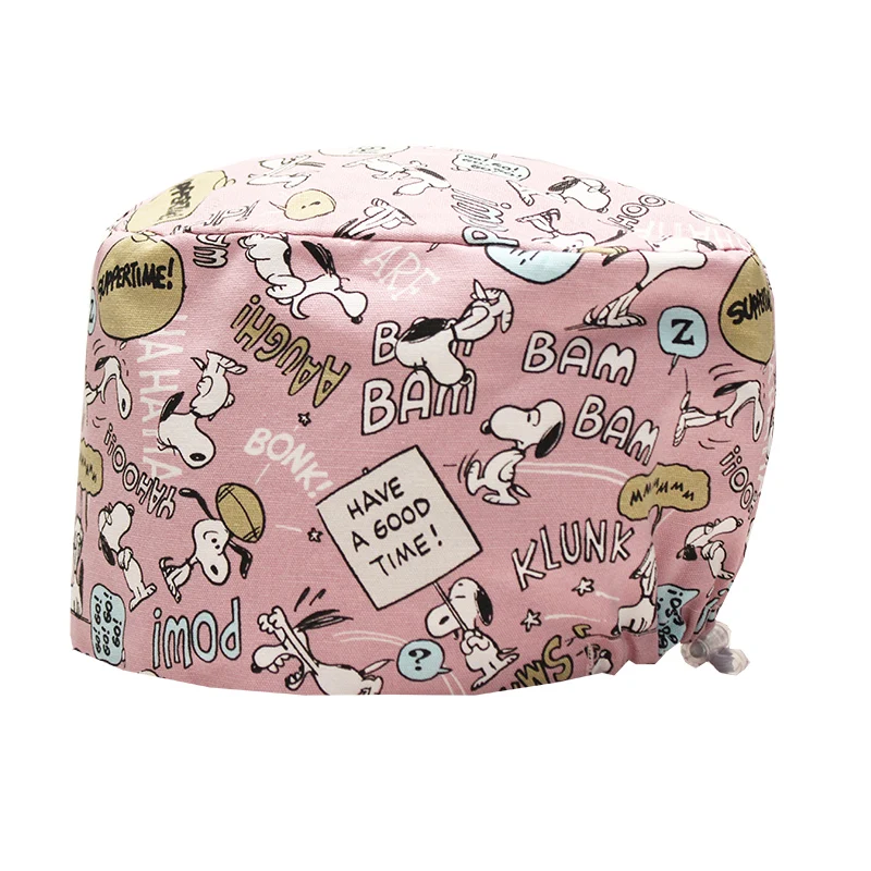 New Product Cartoon Printed Nurse Surgical Hat Pet Hospital Surgeon Cap Dentist Hats Beauty Salon Dustproof Scrub Caps K1009