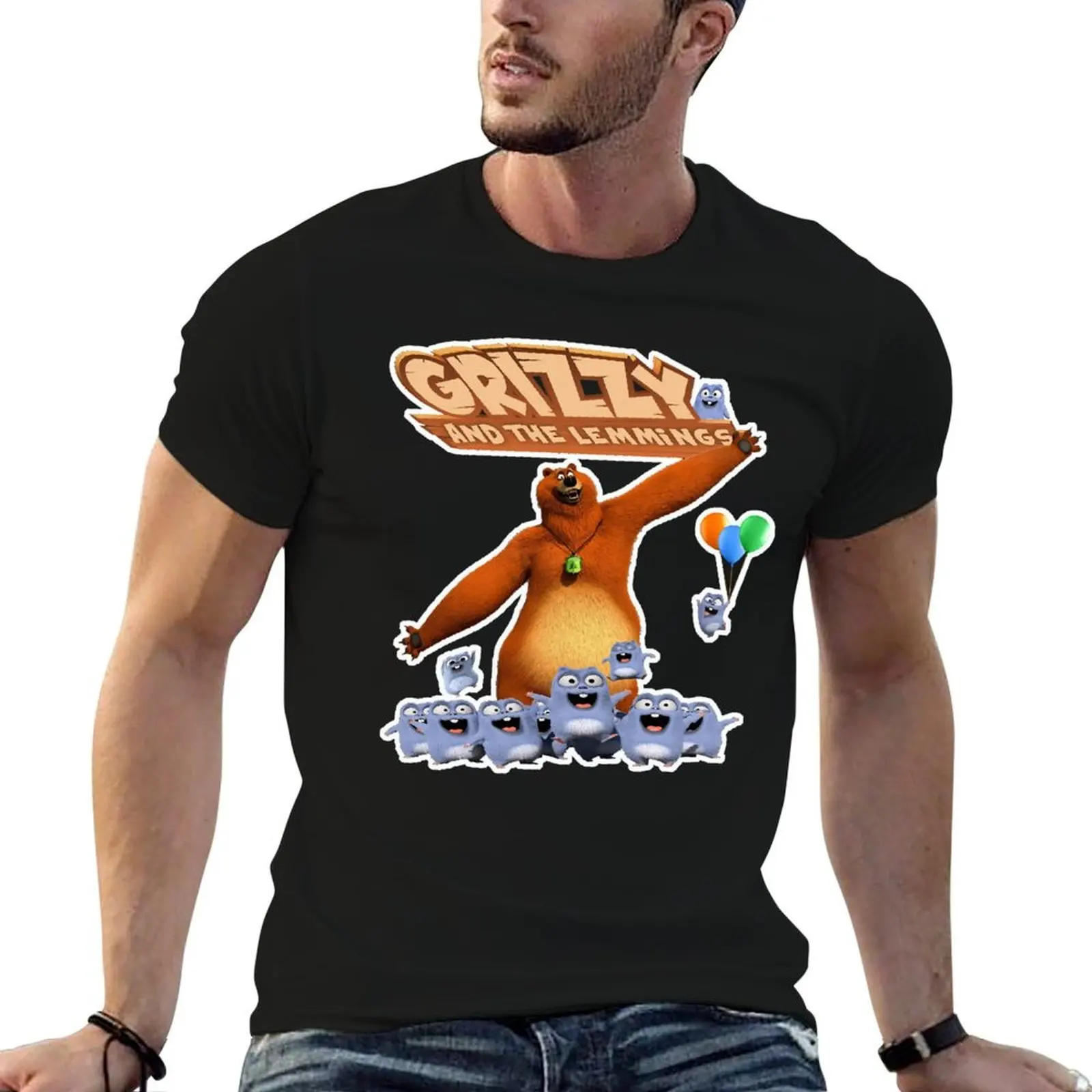 

grizzy and the lemmings T-Shirt mens graphic t shirts t shirts for man cotton soft T-Shirt