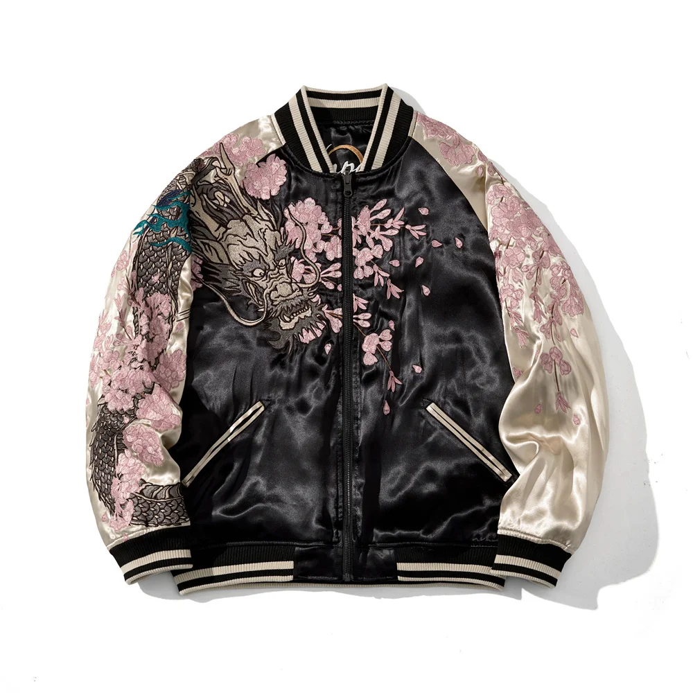 Yokosuka Style Patchwork Street Personality Heavy Embroidery Round Neck Long Sleeve Trendy Loose Casual Mens Jacket Autumn New