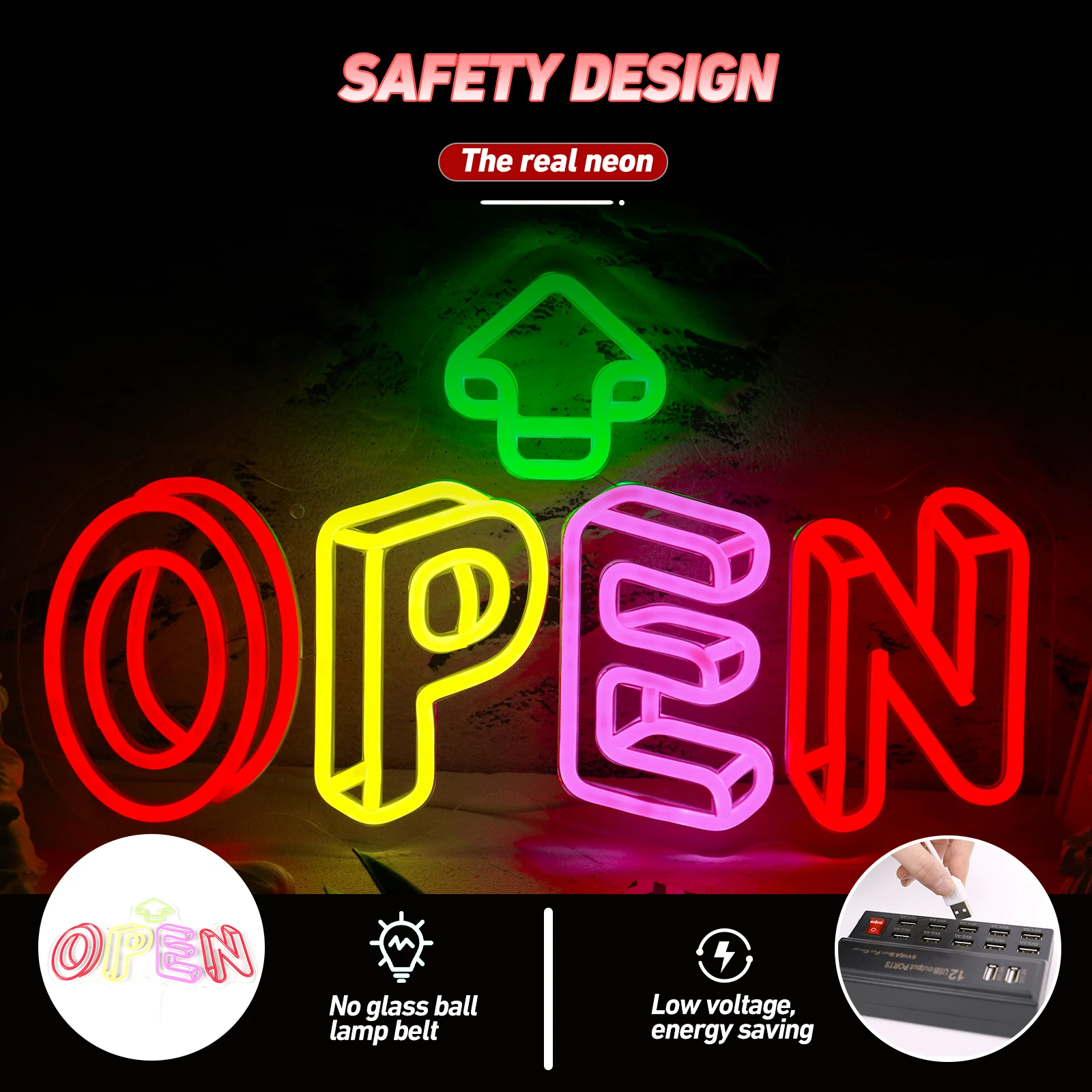 3D Open Neon Sign Wall Mounted Neon Light for Bedroom LED Business Signs Office Man Beer Club Bar Christmas Party Gifts for Kids